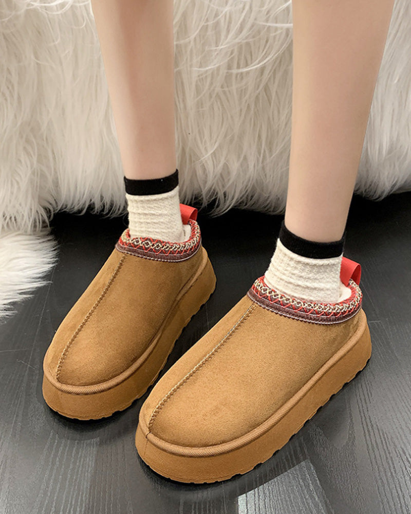 Casual solid color plus velvet warm flats 2024 f/w flats