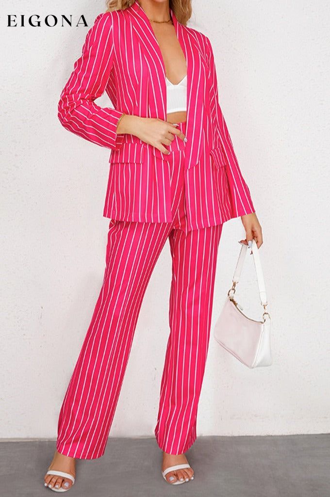 Striped Long Sleeve Top and Pants Set Strawberry 2 pieces clothes H.Y.G@E setv Ship From Overseas Shipping Delay 09/29/2023 - 10/03/2023 trend