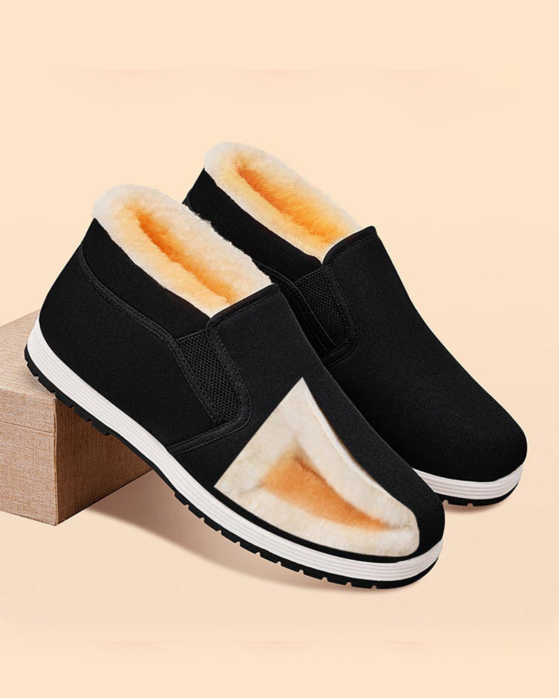 Men's Cotton Shoes With Super Warm Faux Fur Lining And Non-Slip Sole