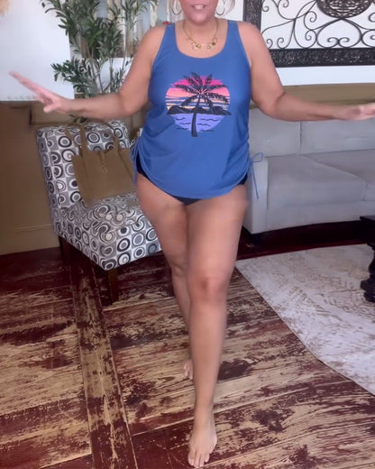 Lässiger, bedruckter Tanktop-Badeanzug für den Urlaub