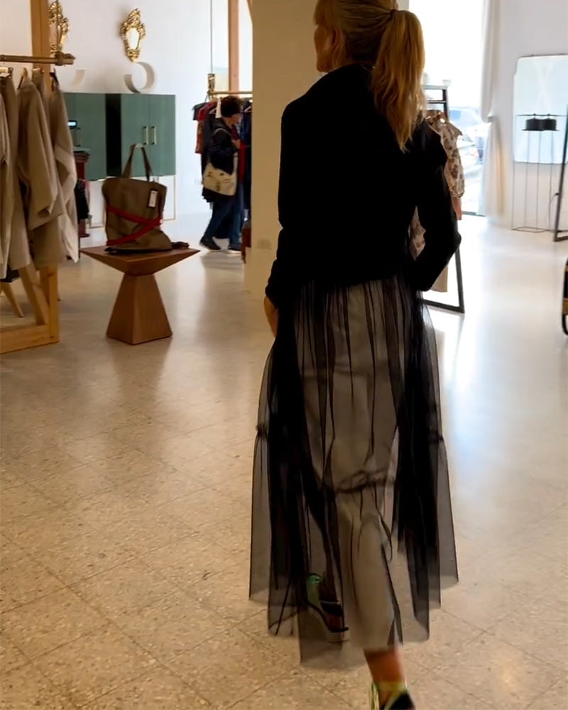 Camicia lunga alla moda in rete fluida