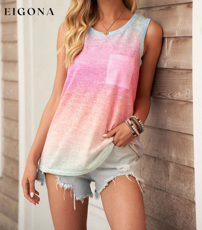 Gradient Pocket Tank blouse cami clothes Ship From Overseas shirt shirts short sleeve SYNZ tops trend