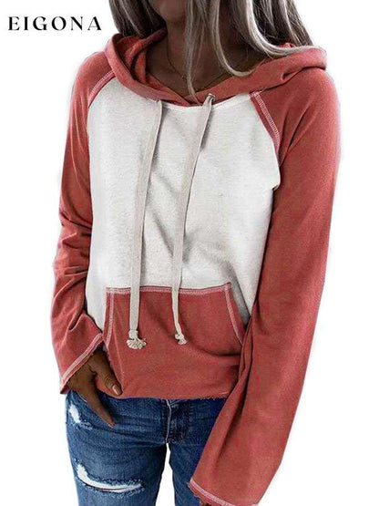 Casual Long Sleeve Hooded Colorblock Sweatshirt top tops