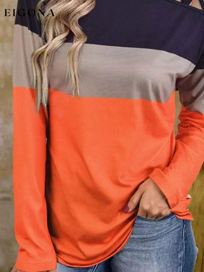 Color-Block Cross-Strap Off-The-Shoulder Top top tops