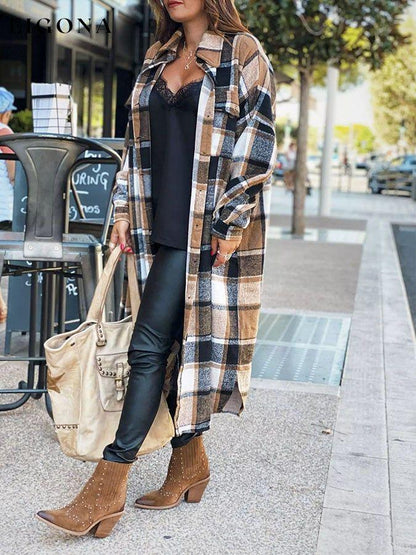 Fashion Long Sleeve Plaid Jacket top tops winter sale