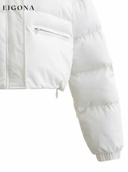 Snap and Zip Closure Drawstring Cropped Winter Coat clothes Jackets & Coats K&BZ Ship From Overseas