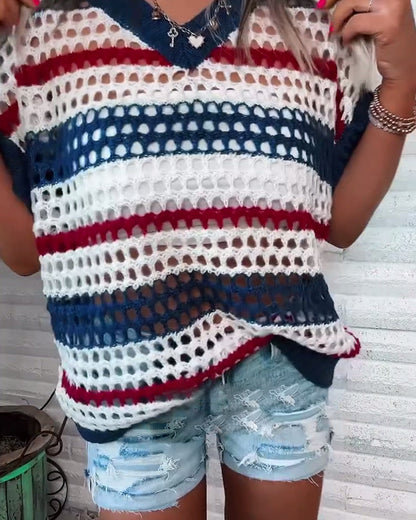 Bequemer Freizeitpullover mit V-Ausschnitt