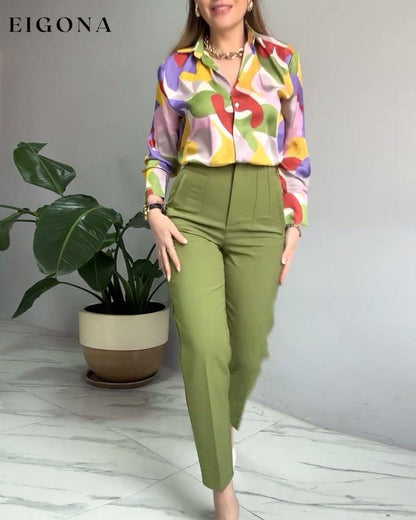 Colorful Lapel Printed Vacation Shirt blouses & shirts spring summer