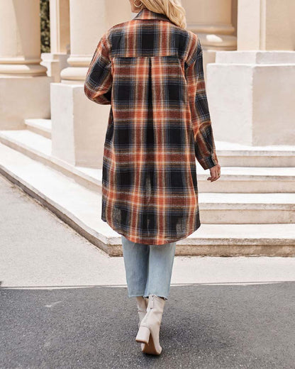 Lapel casual plaid coat 2024 f/w coats spring