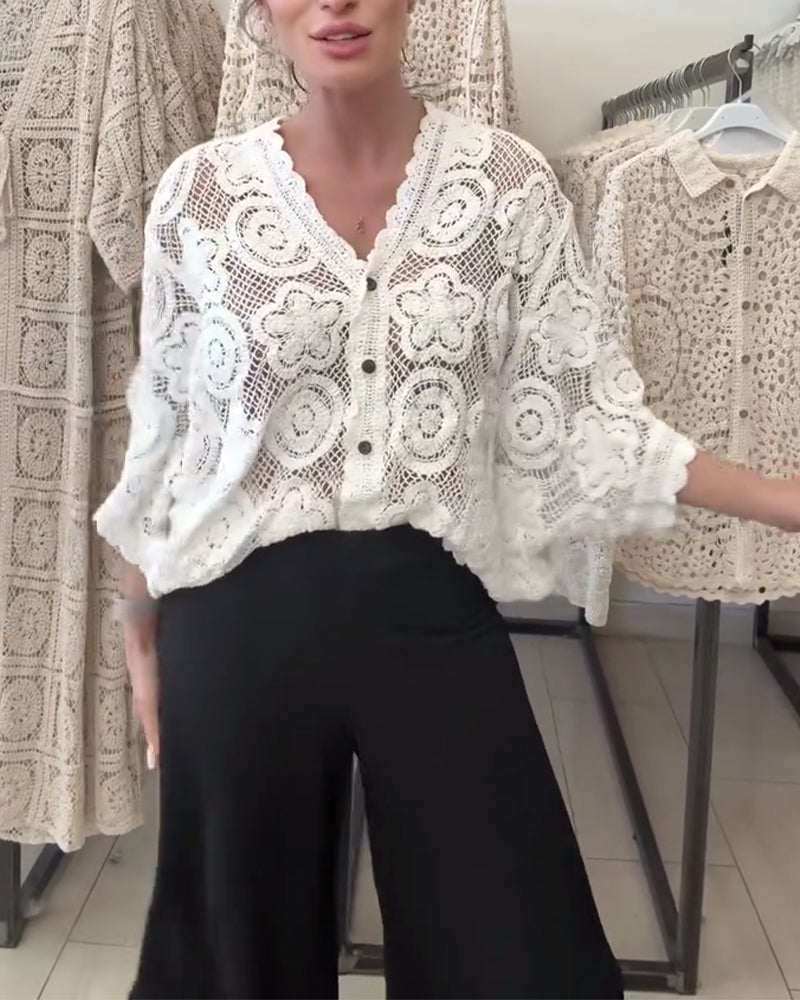 Hohler, einfarbiger Langarmmantel