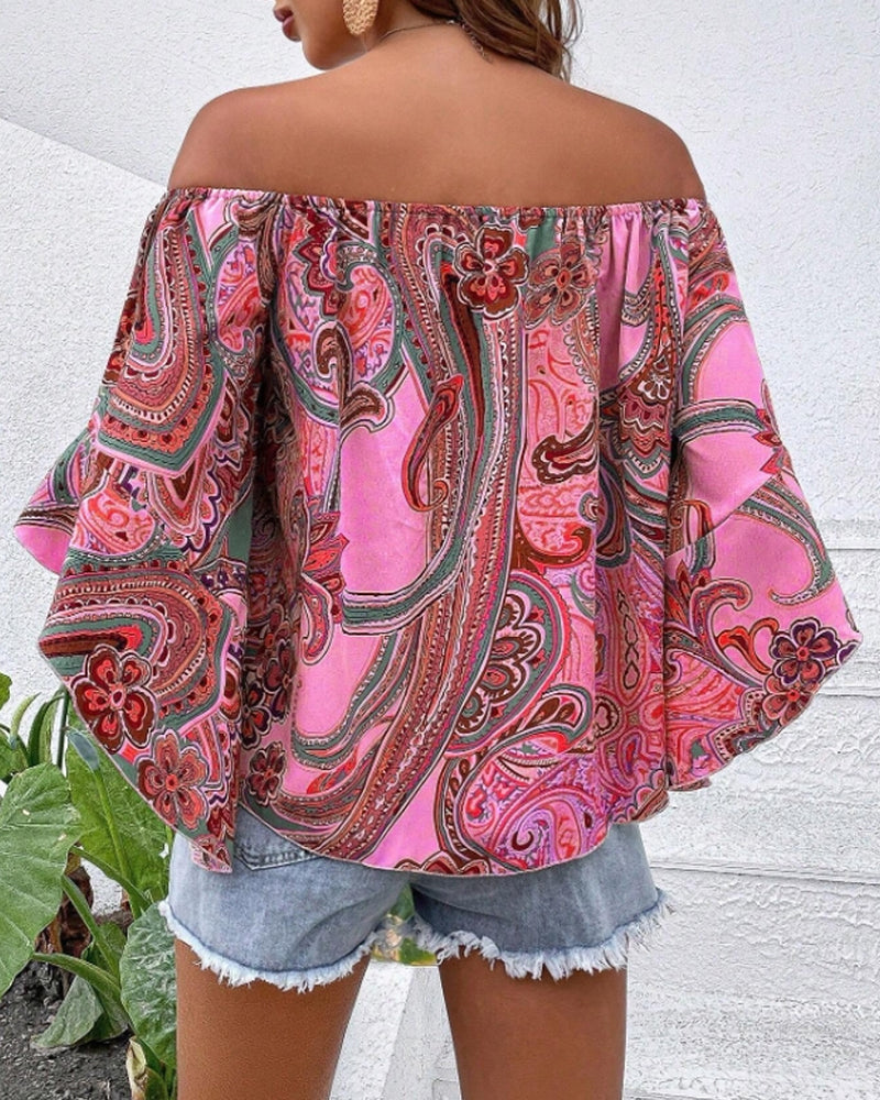 One shoulder butterfly sleeve printed blouse blouses & shirts summer