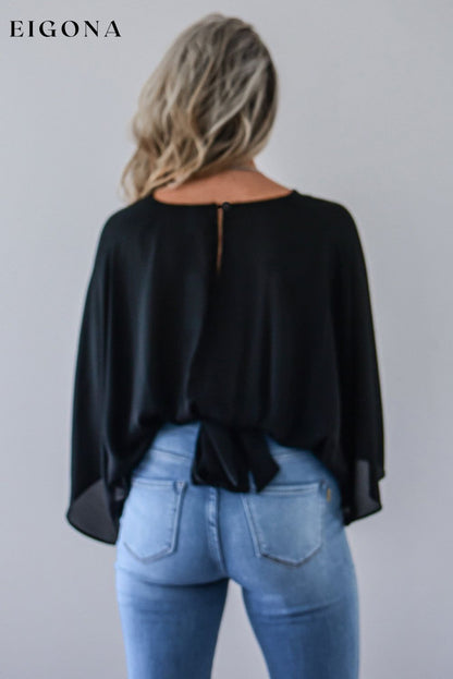 Black V Neck Flared Sleeves Crop Top clothes crop top crop tops cropped cropped top croptop long sleeve top Occasion Daily Print Solid Color Season Summer shirt shirts top tops