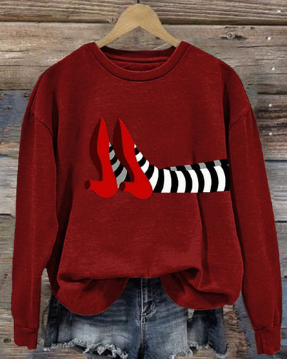 Women's Halloween Red Shoes Print Sweatshirt halloween sweatshirts