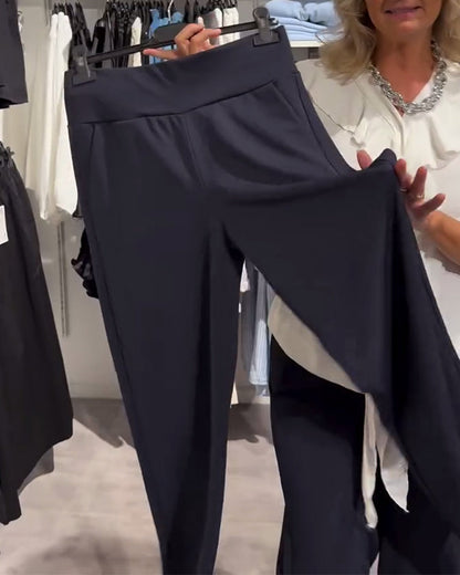 Modische, lässige Hose in Volltonfarbe