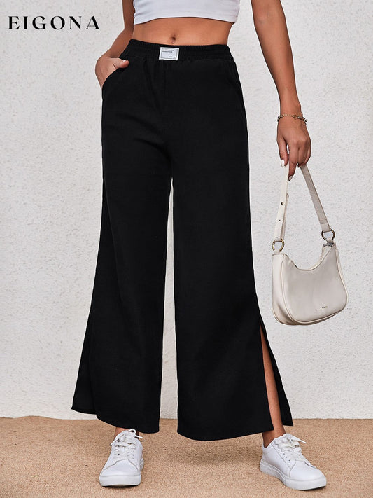 Wide Leg Slit Pants Black clothes Hanny Ship From Overseas Shipping Delay 09/29/2023 - 10/04/2023 trend