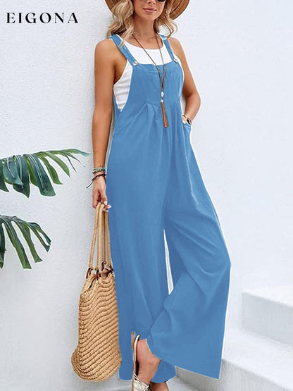 Full Size Wide Leg Overalls with Pockets Sky Blue clothes Ship From Overseas Shipping Delay 09/29/2023 - 10/03/2023 trend Y@L@Y