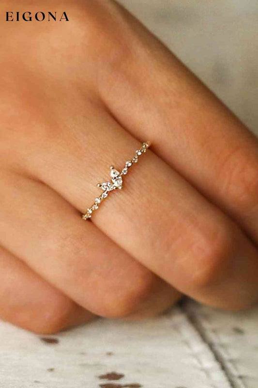 Tiny Gold Ring, Zircon 925 Sterling Silver Ring Gold CHAMSS clothes Ship From Overseas