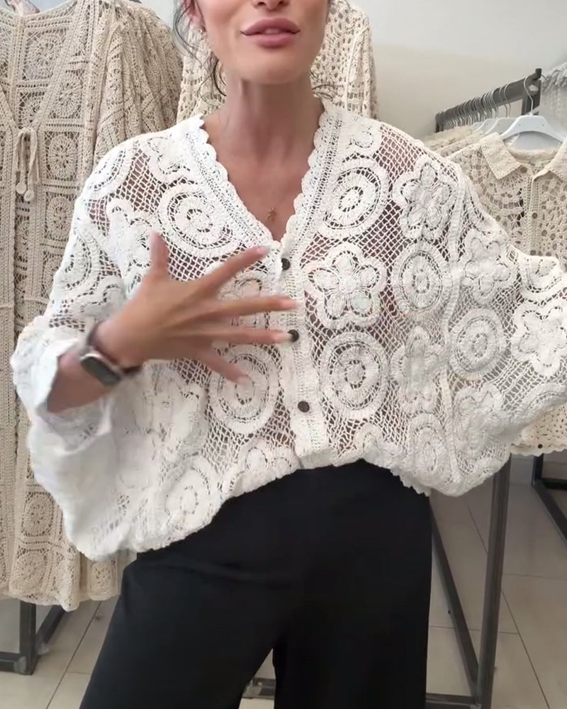 Hohler, einfarbiger Langarmmantel