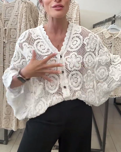 Hohler, einfarbiger Langarmmantel