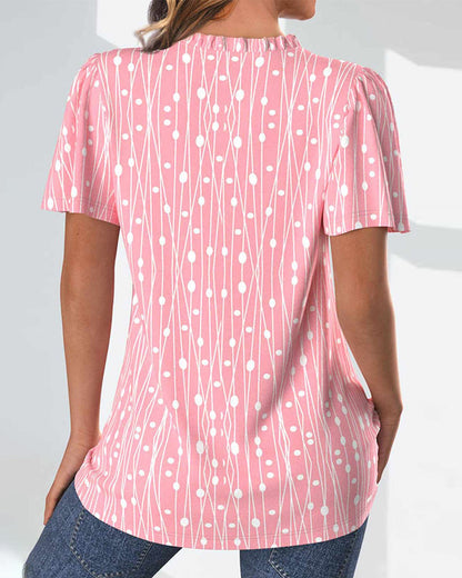 Buttoned short-sleeved top