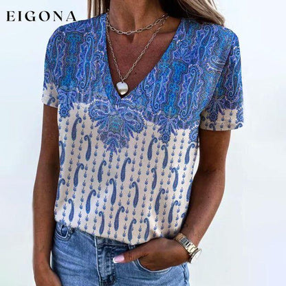 Casual Ethnic T-Shirt Blue best Best Sellings clothes Plus Size Sale tops Topseller