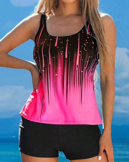 Trägerloser, bedruckter zweiteiliger Badeanzug