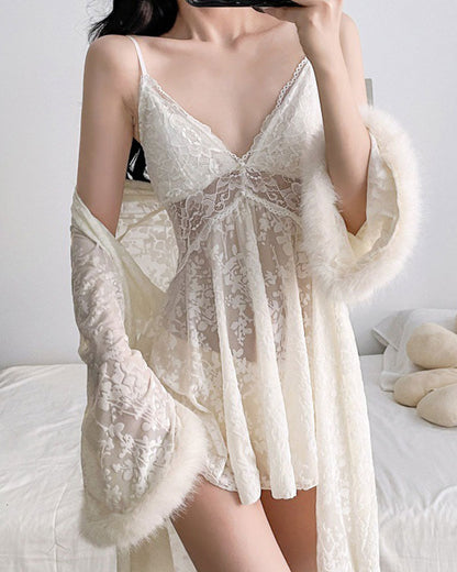 Sexy Suspender Breast Pads Sleep Dress