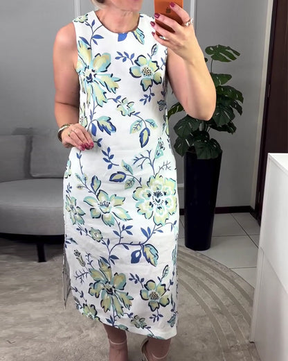 Sleeveless Floral Straight Dress