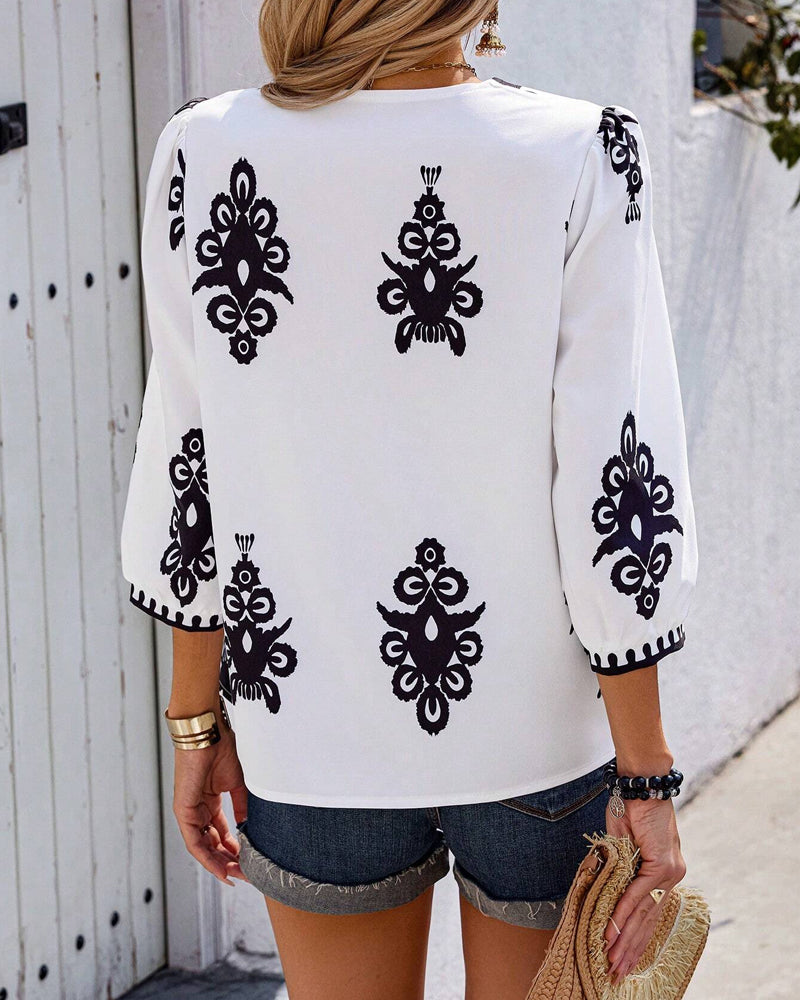 Bohemian-style bishop sleeve top