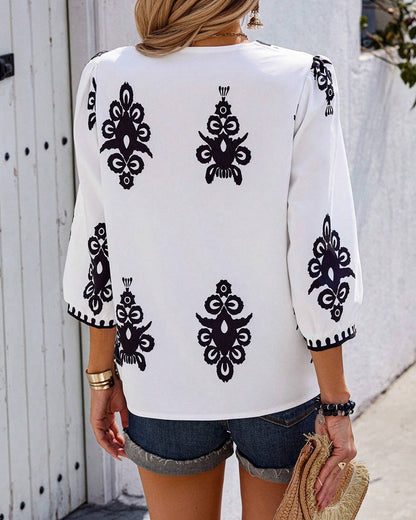 Bohemian-style bishop sleeve top
