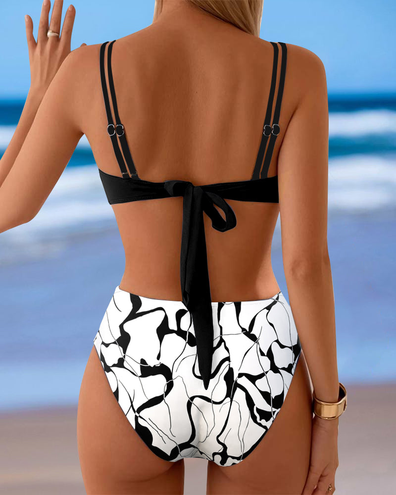 Bikini sexy stampato a due pezzi