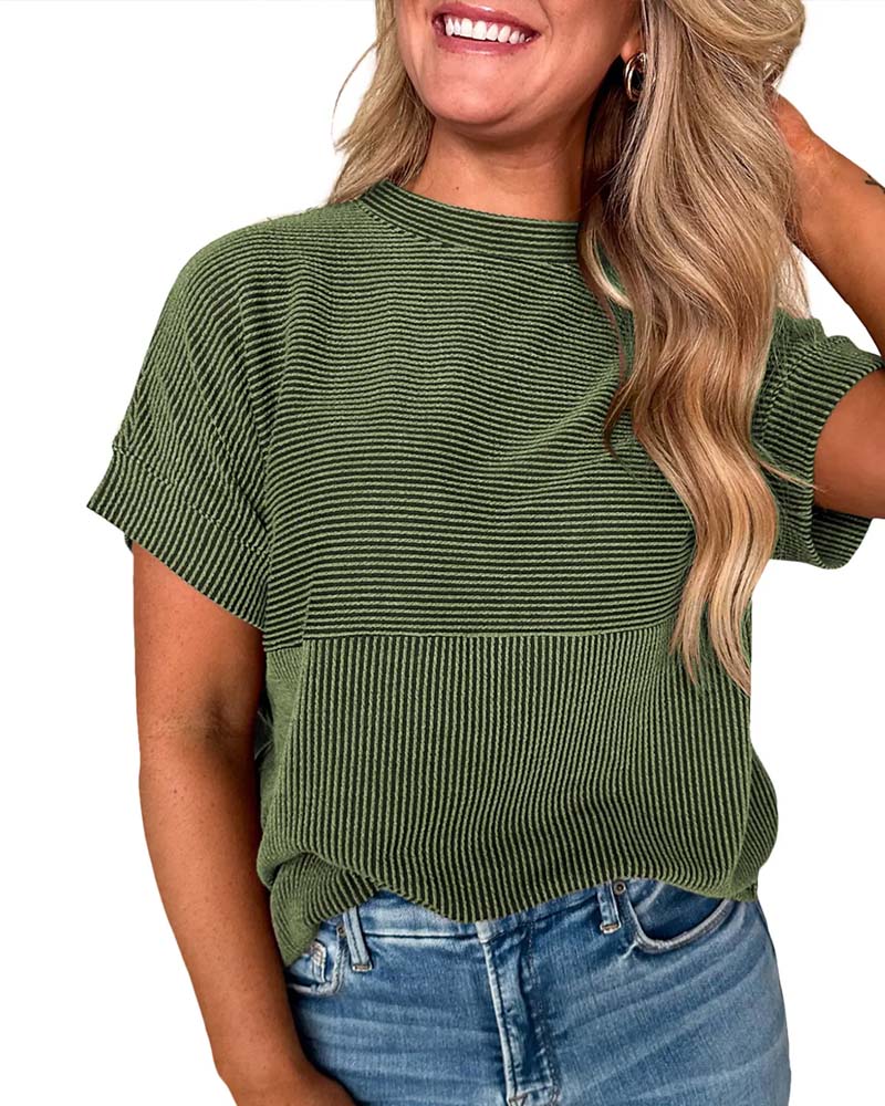 Striped Short Sleeve Crew Neck T-Shirt