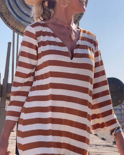 V-neck striped casual dress 2023 f/w 202466 casual dresses spring