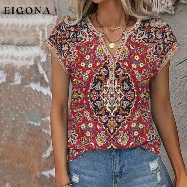 Ethnic Style Floral Print Blouse best Best Sellings clothes Plus Size Sale tops Topseller