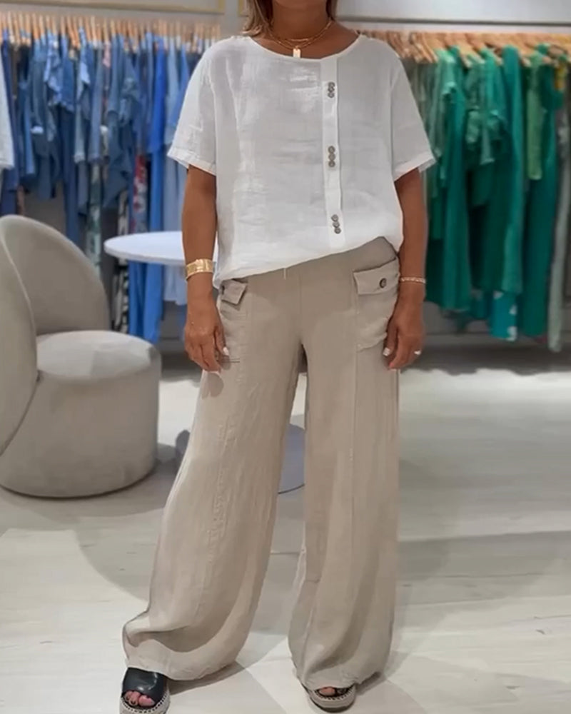 Maglietta casual con bottoni larghi