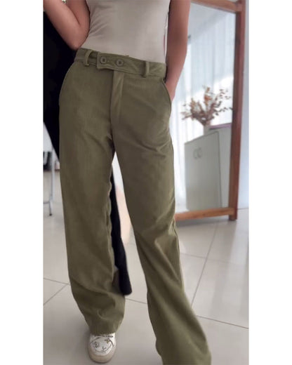 Simple solid color pocket button casual pants 2024 f/w pants