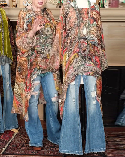 Lockere Bluse mit Fledermausärmeln