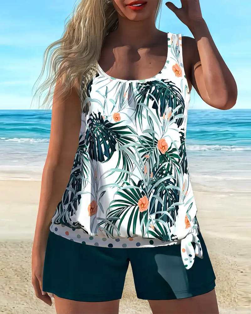 Leaf Print Resort Swimsuit