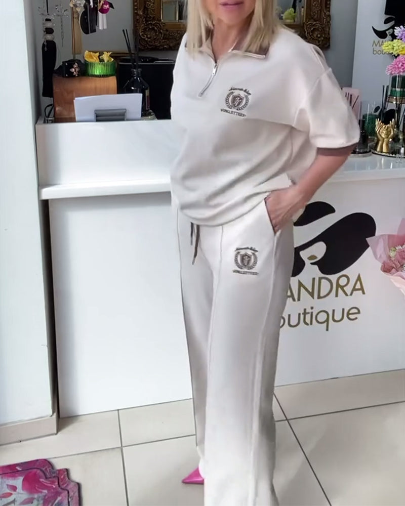 Lässiger Polo-Sportanzug in Kontrastfarbe