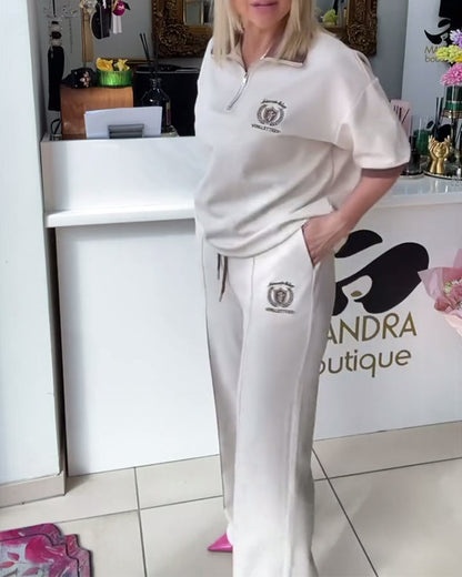 Lässiger Polo-Sportanzug in Kontrastfarbe