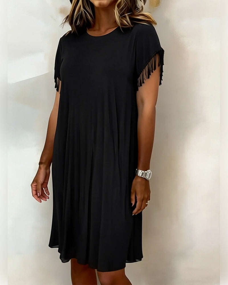 Solid Color Tassel Draped Dress