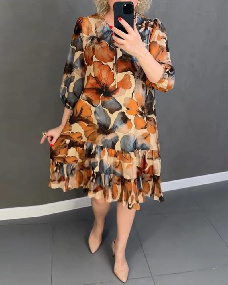 Abito con volant e stampa floreale vintage