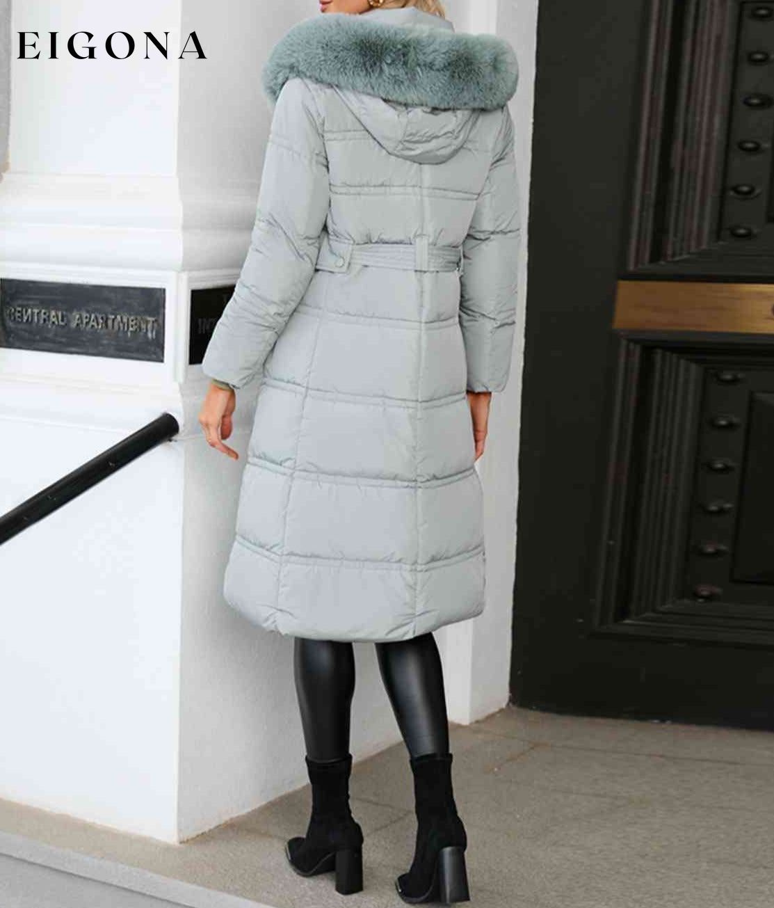 Longline Hooded Winter Coat with Pockets Big coat clothes Coat Cute coats Grey Jacket H.Y.G@E Ship From Overseas Shipping Delay 09/29/2023 - 10/03/2023 Sweaters Winter coat