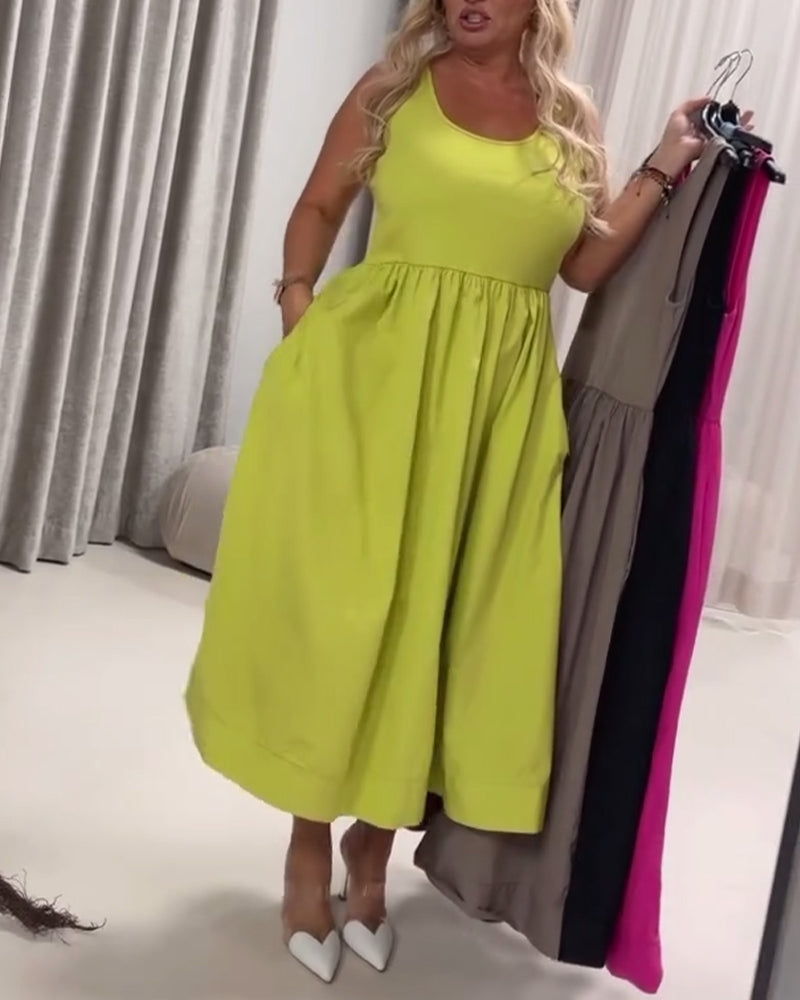 Abito a trapezio con pieghe a fionda