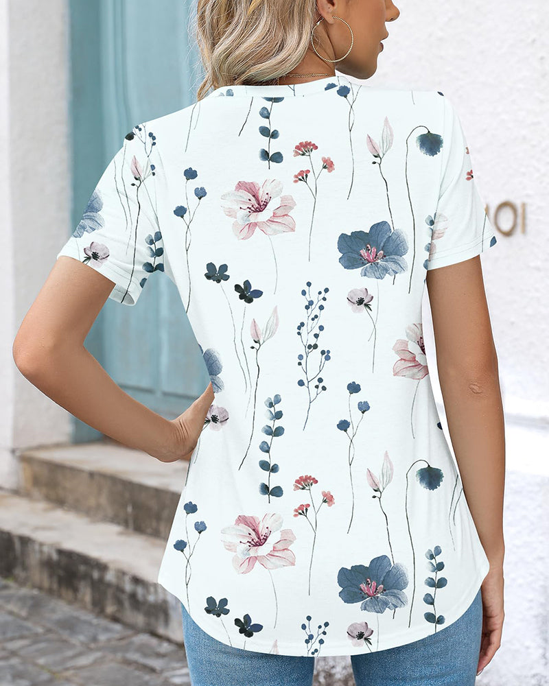 Rundhals-T-Shirt mit All-Match-Print