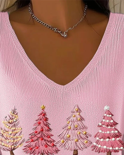 V-Neck Pullover Long-Sleeved Jumper