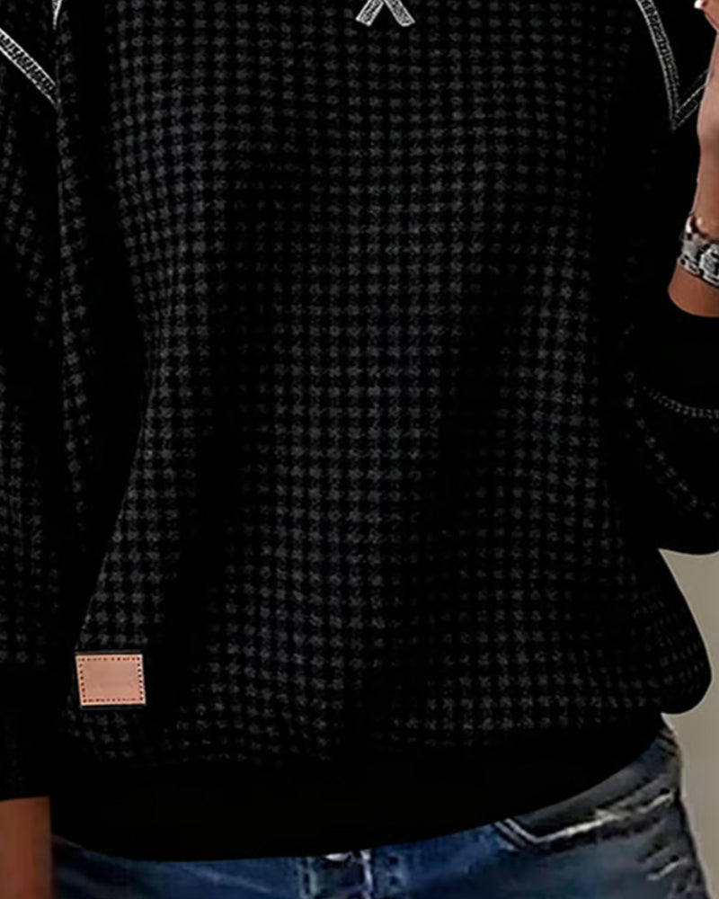 Crew Neck Contrasting Color Sweatshirt