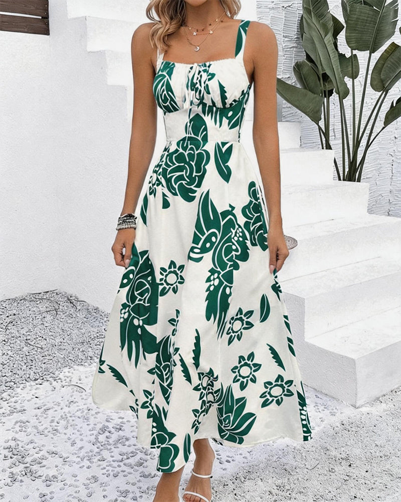 Elegant Strappy Print Dress