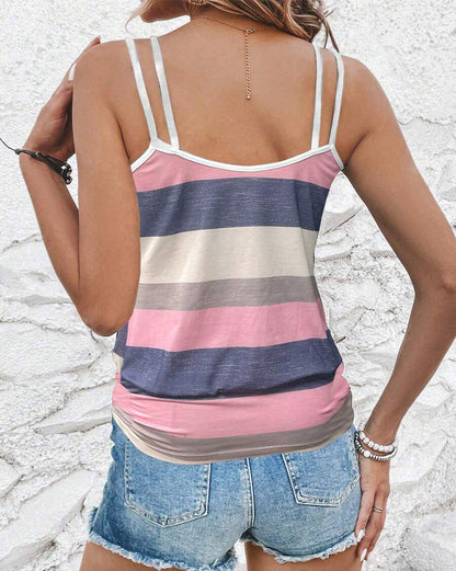 Striped Vest With Suspenders