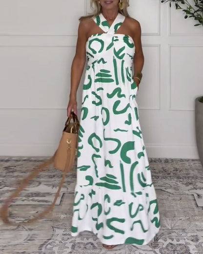 Neckholder-Kleid mit Print und Rückenausschnitt, sexy